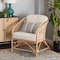 Baxton Studio Patsy Modern Bohemian White Fabric and Natural Brown Rattan Armchair 224-12730-ZORO - alternate 1